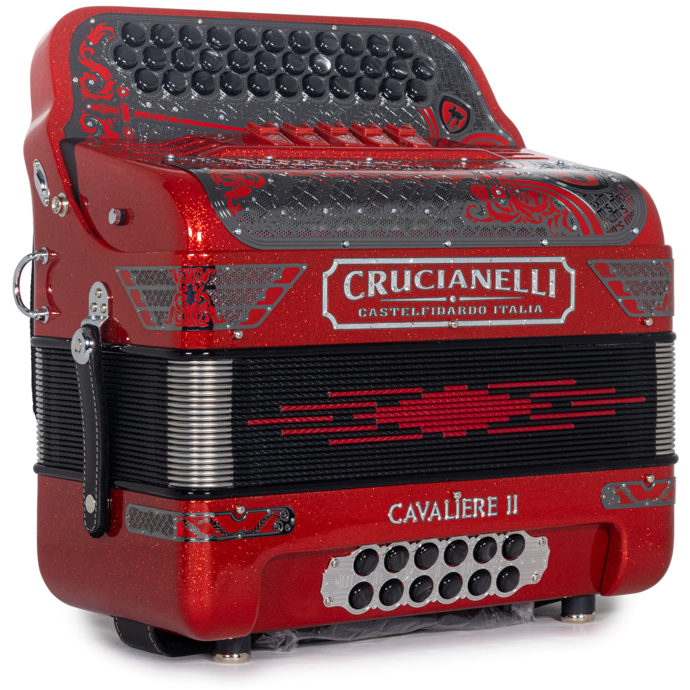 Crucianelli Cavaliere II 5 Switch EAD Accordion in Red Glitter with Silver Details
